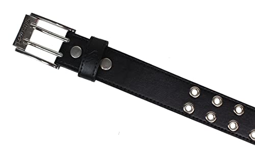 Lowlife Duplici Vegan Double Eyelet Faux Leather Belt in Black & Silver3