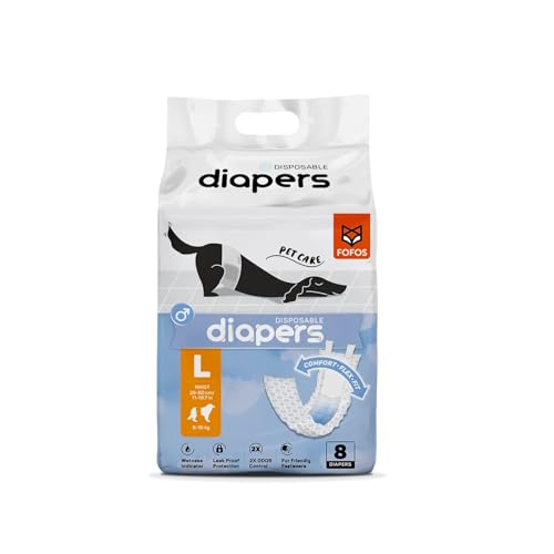 Image of BarkButler x FOFOS Diaper Male Dog L - Dog Diapers Male, Dog Diapers Male Large (Waist Size 28-50cm, 8pcs) - White