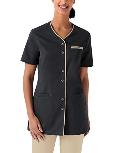 CLINIC DRESS Blouse médicale Manches Courtes col en V Poche Poitrine et 2 Poches latérales. Blouses médicales pour infirmières Spa médecin Anthracite/Biscuit 44 Cover