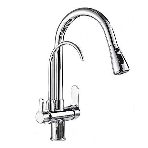 Robinet de cuisine extractible noir pour évier moderne avec double commande d'eau potable - 2