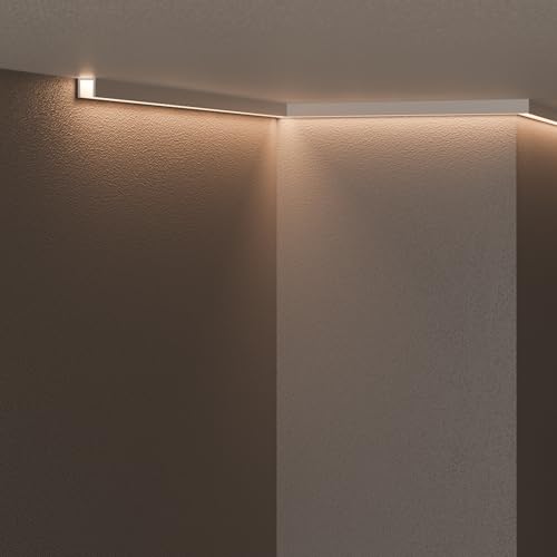 Cornici velette per led a soffitto e parete (lunghezza 2 metri - KH901), per illuminazione indiretta con le strisce led | decorative, prefabbricate in duropolimero