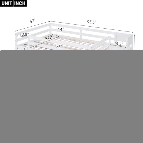 Image of Bellemave Bunk beds Full Over Full Size Slide and Stair, Low bunk Bed for Kids，White