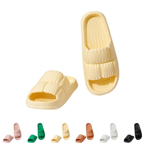 Generico Zapatillas Nuvola Mujer Hombre Suaves Antideslizantes, Chanclas de Viaje Cómodas y Relajantes Slippers Abiertas Ligero Zapatillas para Baño Sandalias para Playa y Piscina, amarillo, 36 EU
