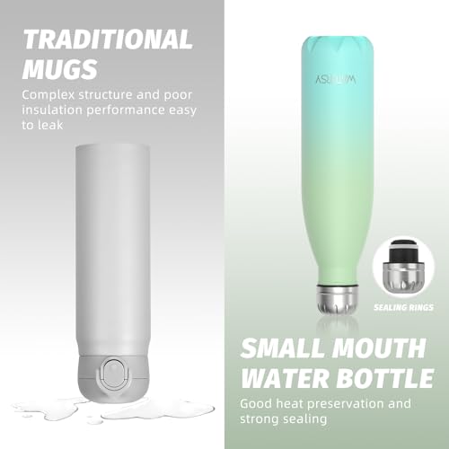 Image of WATERSY Stainless Steel water bottles,17oz /500ml Insulated Water Bottles,Gradient Green metal water bottle Keeps Drink Cold and Hot,BPA Free kids water bottles for School,Gym,Travel,Sports