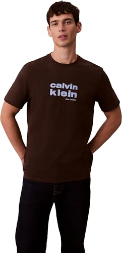 Calvin Klein Camiseta para Hombre SS 30s Whsl Ckj Jersey T Lv04re821g Graphic Tees, Marrón Rich Brown, S