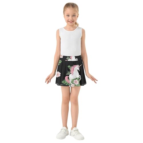 Athletic Shorts for Girls Skorts White Unicorns Pink Manes Tails Tennis Skirts Toddler Floral Teen Cheer 3t3