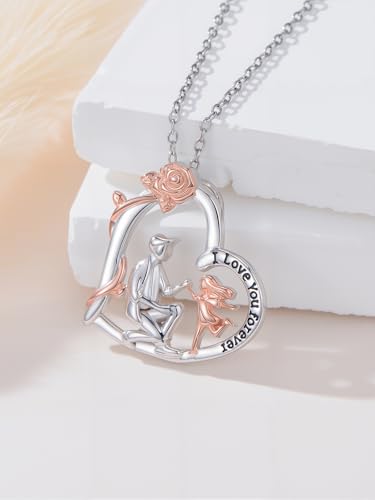 Mother and 1/2 Daughters Necklace Sterling Silver Heart Pendant Mom Daughter Mother's Day Jewelry for Women2