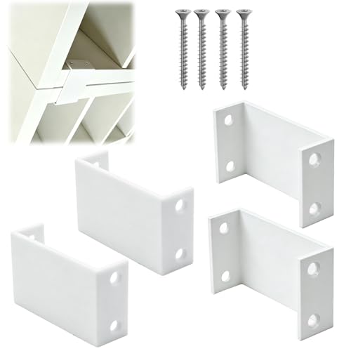Connector Bracket Insert Compatible with IKEA Kallax Shelf Linking Kit Firm Material 4-Pack Corner Stabilizer for Cube Storage Organizer Easy Install Space Saving Solution (White)