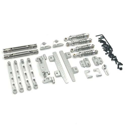 RC カー パーツ For MN82 1/12 RC カー アップグレード パーツ メタル シャーシ用 リンク ロッド プル マウント ショックアブソーバー サイド ペダル ドライブ シャフト サーボ アーム(Silver)