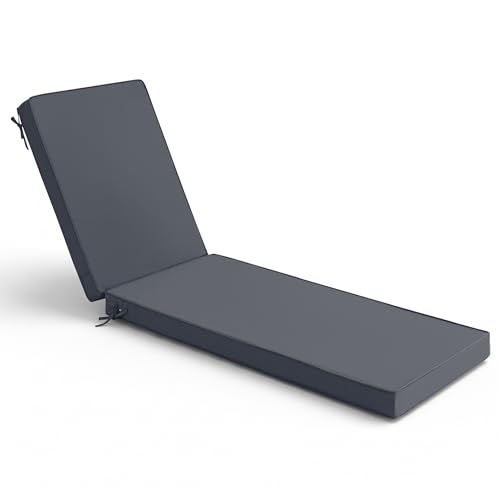 Summsun Outdoor Chaise Lounge Cushions, 80 x 26 x 3 Inch, Dark Grey
