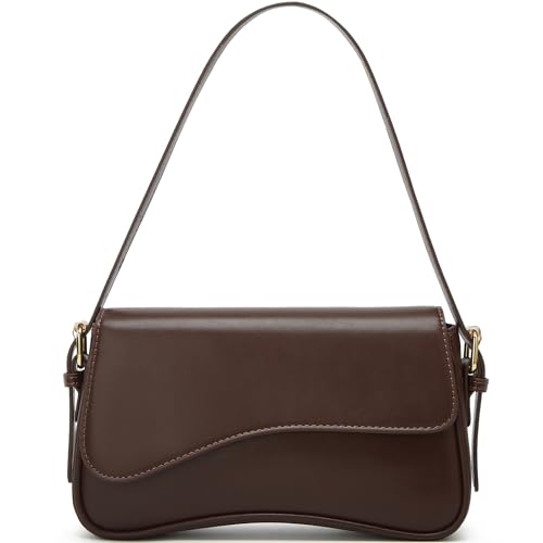 Shoulder Bag for Women Y2K Trendy Purse Vegan Leather Hobo Handbags Clutch Saddle Bag with 2 Removable Strap (Coffee)