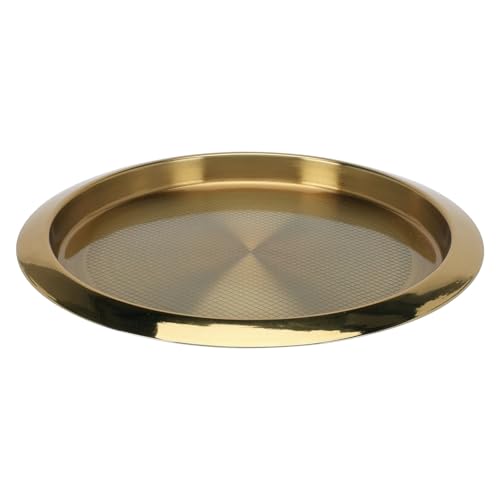 Murago - Edelstahl Tablett rund Ø 35 cm goldfarbig – Serviertablett Dekoteller modernes rundes Metalltablett für Küche Wohnzimmer Tischdeko Frühstückstablett Geschenkidee