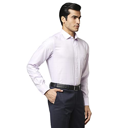 Image of Park Avenue Men's Pure Cotton Checks Pattern Regular Fit Semi Cutaway Collar Full Sleeve Formal Shirt
