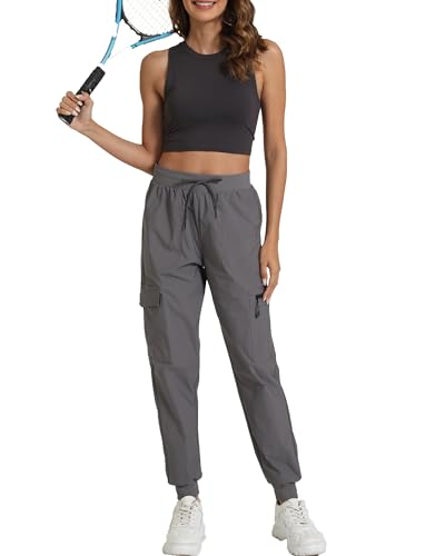 Image of Women's Joggers with Pockets, Hiking Cargo Water Resistant Lightweight Pants for Women Workout Athletic Travel Camping