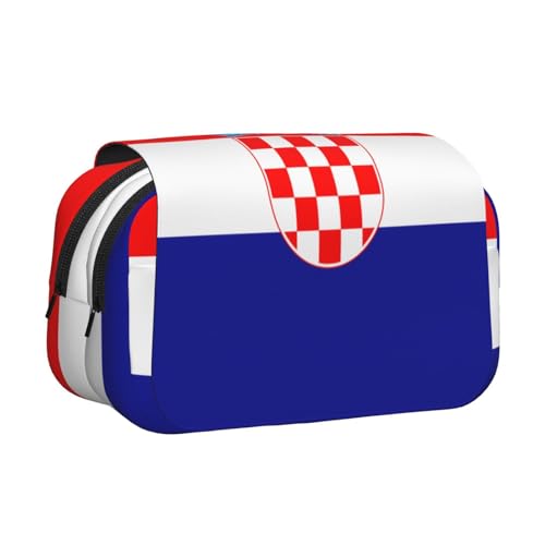 WZYCWB Estuche portátil con impresión de la bandera de la República de Croacia, ideal para organizar bolígrafos en la oficina o guardar brochas de maquillaje