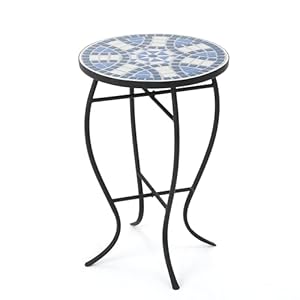 Christopherknighthomehanoutdoorceramictilesidetablewithironframebluewhite Urban Country Home Decor Christopher knight home han outdoor ceramic tile side table with iron frame blue white urban country home decor