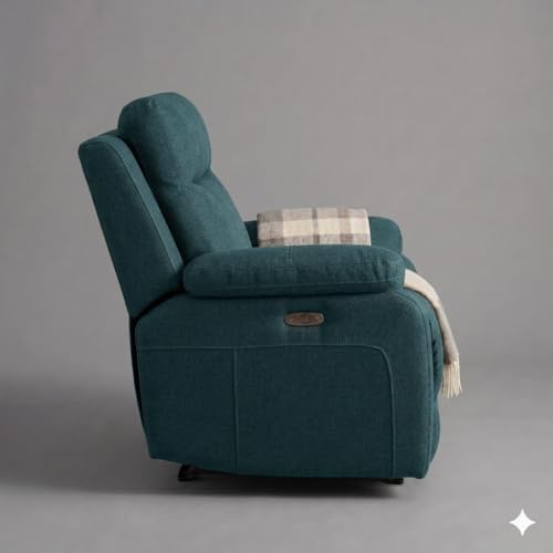 Image of Amazon Brand - Solimo Elira | Single Seater Sofa Recliner | Manual Recliner (Velvet Teal)