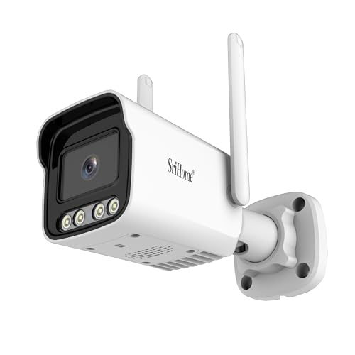 Caméra de Surveillance Vidéo Extérieure, Sricam Caméra de Sécurité WiFi, Imperméable, Vision Nocturne, Détection de Movement, Support MicroSD jusqu'à 128GB, Compatible avec iOS et Android Windows PC