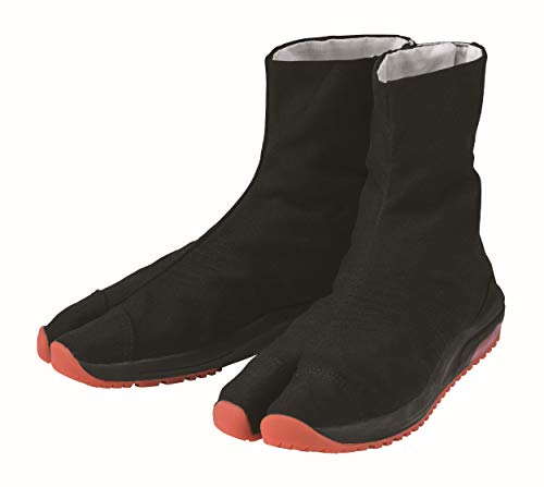 Image of Japanese Cushioned Tabi Shoes Air Jog V 6 Clasps Toe Boots Short Version (6 Wide Women /4.5 Medium Men, Black)