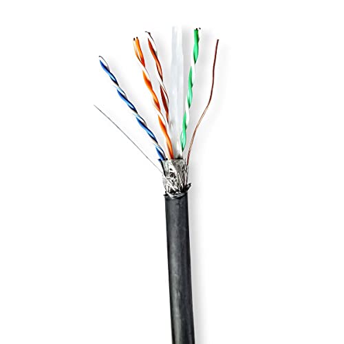 Câble CAT6 S/FTP extérieur Nedis en cuivre blindé noir 100m pour réseau Ethernet