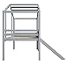 Merax Kinderbett 90×200 cm, Hochbett aus Massivholz, im Haus-Design mit Rutsche, Graffiti-Tafel, Multifunktionsbett, Einzelbett, platzsparendes Spielbett für Kinderzimmer, Grau (ohne Matratze)