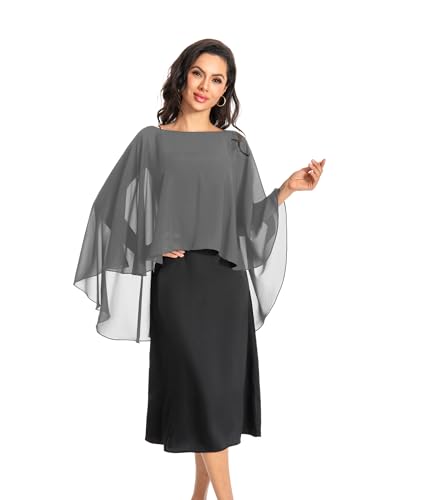Image of Baoqiya Chiffon Capes Sheer Capelets Long Cape Poncho For Women Plus Size