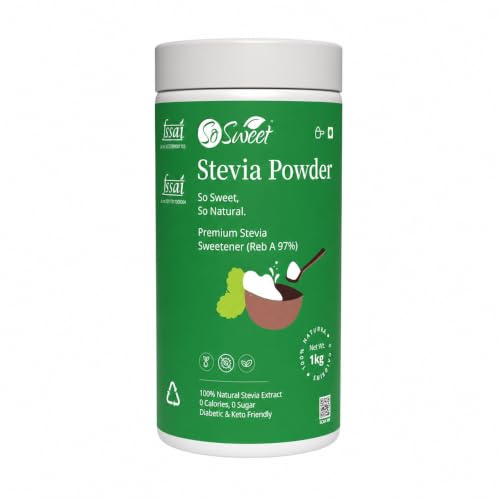 So Sweet Stevia Powder 1kg | Natural Sugar Substitute | Zero Calorie Sweetener for Tea, Coffee & Baking | Keto Friendly | Sugar Free Sweetener
