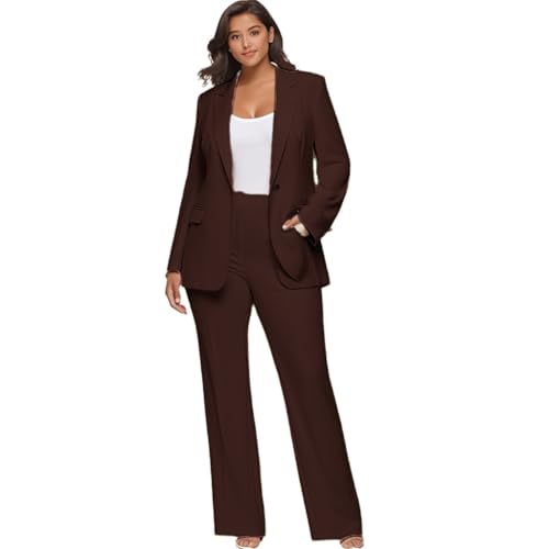 Plus Size Womens Suitng Tuxedo 2 Piece Business Set Pant Suits for Women Dressy for Wedding Guest