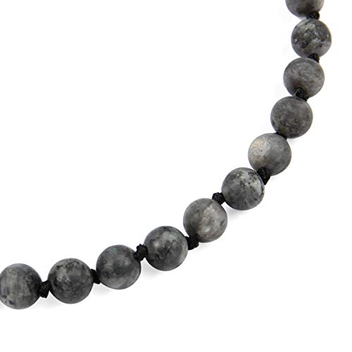 Riah Fashion Bohemian Genuine Natural Stone Wood Bead Strand Statement Necklace - Multi Layer Drape, Sparkly Crystal Wrap, Long Chain, Choker (Single Strand - 8Mm Black) #TOP2