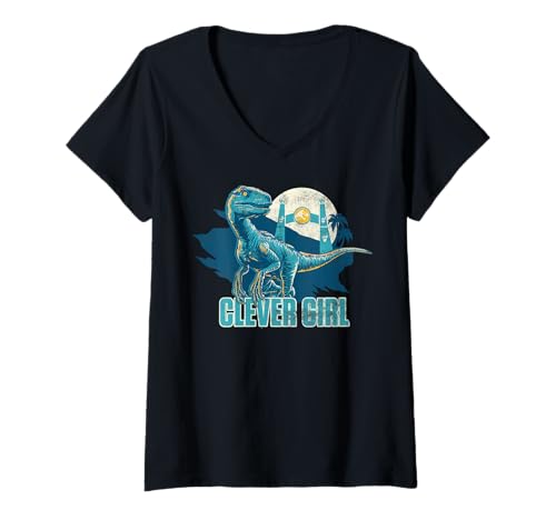 T-shirt Clever Girl Jurassic World coupe ajustée col v élégant femme