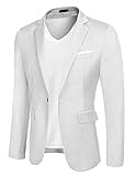 COOFANDY White Blazer Men Casual Sport Coat Lightweight Suit Jacket Business One Button Dress Blazers White, Large