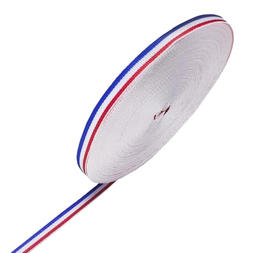 Cinta Grosgrain 10 mm x 50 m Cinta Decorativa Roja Blanca Azule Raya para Medalla Patriótica, Árbol de Navidad, Regalo Decorativa, Lazos Grandes, Lazo de San Valentín