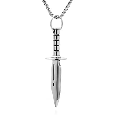Xusamss Punk Rock Stainless Steel Knife Pendant Sword Necklace(Steel) Cover