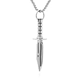 Xusamss Punk Rock Stainless Steel Knife Pendant Sword Necklace(Steel)