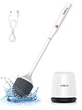 Silicone Toilet Brush and Holder, vellbox Electric Toilet Brush Toilet Bowl Brush 360° Toilet Cleaner for Bathroom