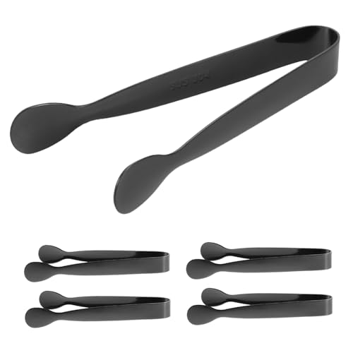 DECHOUS 5pcs Mini Serving Tongs: Small Ice Tongs for Appetizers Tea Party Coffee Bar Food Serving Desserts Ice Bucket and Snacks