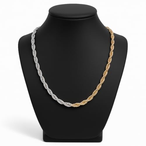 Collier corde torsadée bicolore, le cadeau idéal mixte et moderne en acier - 3