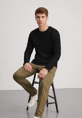 Image of Nobero Ottoman Texture Full Sleeve T-Shirt for Men | 240 GSM Regular fit Tshirt for Men | Casual Wear