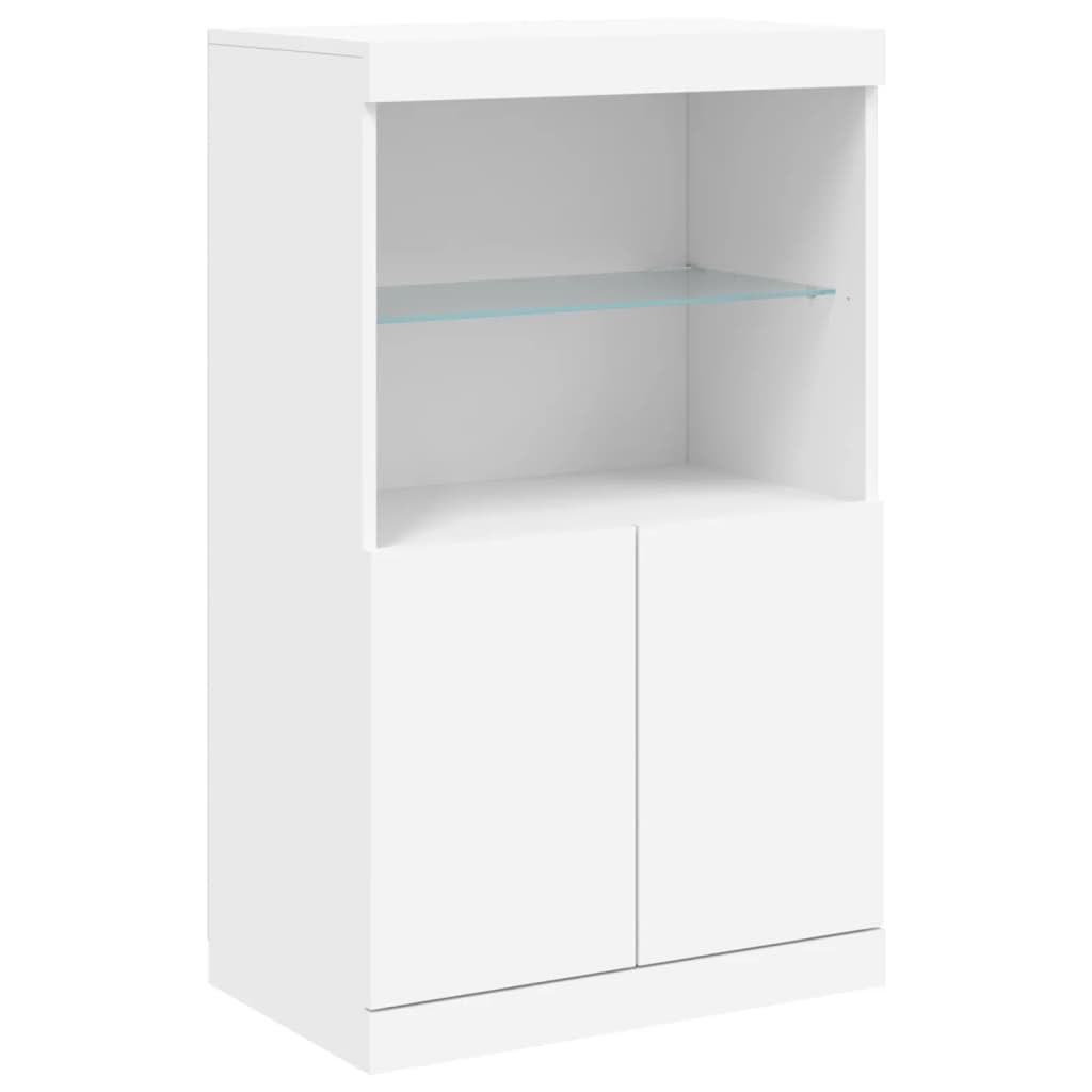 vidaXL Sideboard, Kommode mit viel Stauraum, Highboard Schrank mit LED-Leuchten, Anrichte Beistellschrank Standschrank, Modern, Weiß