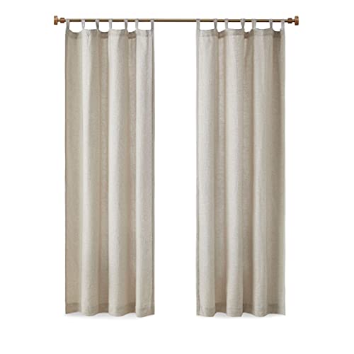 Madison Park Linen Blend Curtain Window, Thermal Insulated Fleece Lining,