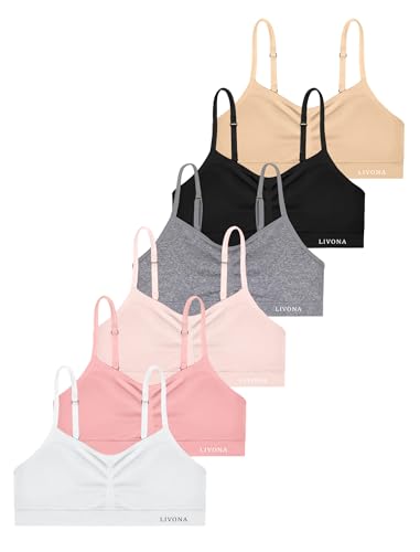 Training Bras for Girls-Sports Bra,Padded Everyday Bra Bralette,Crop Cami Tank Top (6-14)
