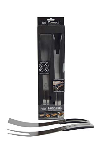 Proud Grill Company 7020C Proud Grill Connect It Magnetic Bbq Tool Set - 2 Bbq Tools - 4 Uses | Elegant Stainless Steel Design| Spatula And Fork Connect To Use As Tongs And Server thumb #1