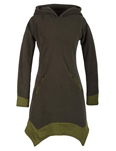 Preisvergleich Produktbild Vishes - Alternative Bekleidung - Weiches Warmes Langarm Zipfelkleid recyceltes Fleece Zipfelkapuze Taschen Olive 36