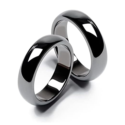 Hematite Rings for Women Men Unisex Black Hematite Rings Root Chakra Absorbs Negative Energy Anxiety Balance 2PCS (Black, 7)