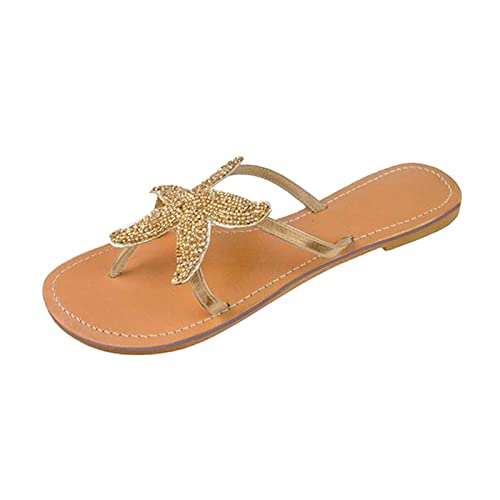 Womens Sandals Flat, Women's Starfish Beach Sandals Clip Toe Casual Outdoor Slippers Summer Breathable Star Sandals3