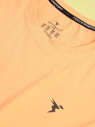 Image of TECHNOSPORT Men's Slim Fit Solid Crew Neck T-Shirt, Cotflex Quick Dry Wrinkle Resistant Polyester Sports Tee for Gym, Running, Training, Sports