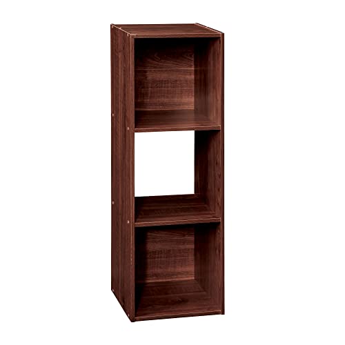 Image of ClosetMaid Cubeicals 3 Cube Storage Shelf Organizer Bookshelf - Vertical/Horizontal, Easy Assembly - Dark Cherry Finish