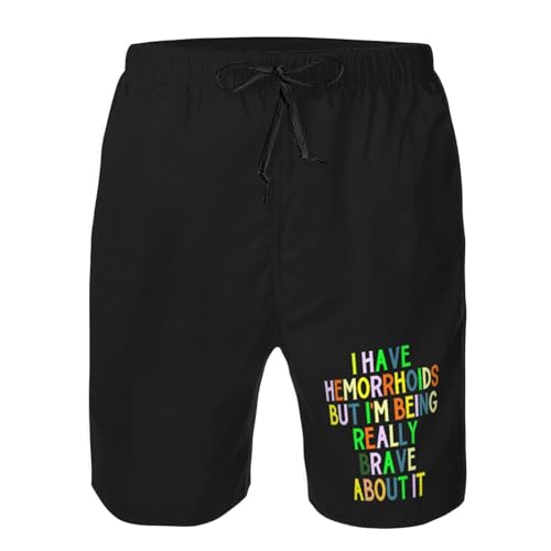 I Have Hemorrhoids But I'm Being Really Brave About It Men's Casual Board Shorts Swim Trunks Bathing Suits4