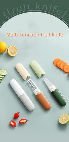 Image of Pocket Multi-Functional 2 in-1 Stainless Steel Kitchen Knife Vegetable Peeler Multi-Functional Fruit & Veggie Shredder Slicer and Grater for Potatoes, Carrots, Cucumbers (Assorted Color)