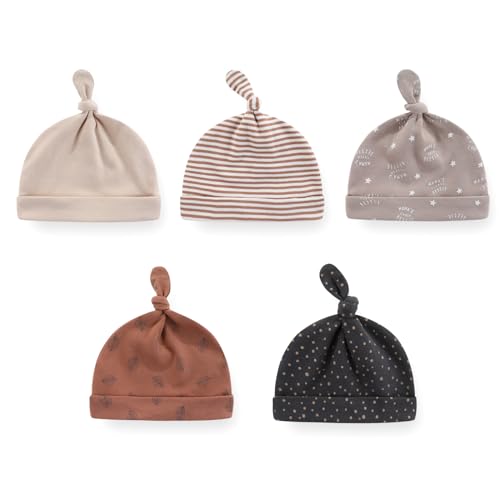 Image of JELYLOVE 5 Pack Unisex New Born Boy Girls Hats Sets Cotton Soft Infant Accessory Caps 0-6 Months Baby Essentials